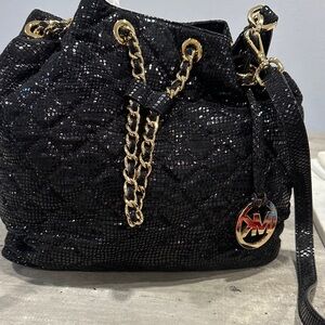 Michael Kors Black Sequin Chain Shoulder Bag